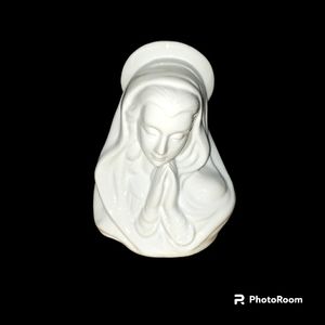 Vintage White Bone China Virgin Mary Tealight Candle Holder